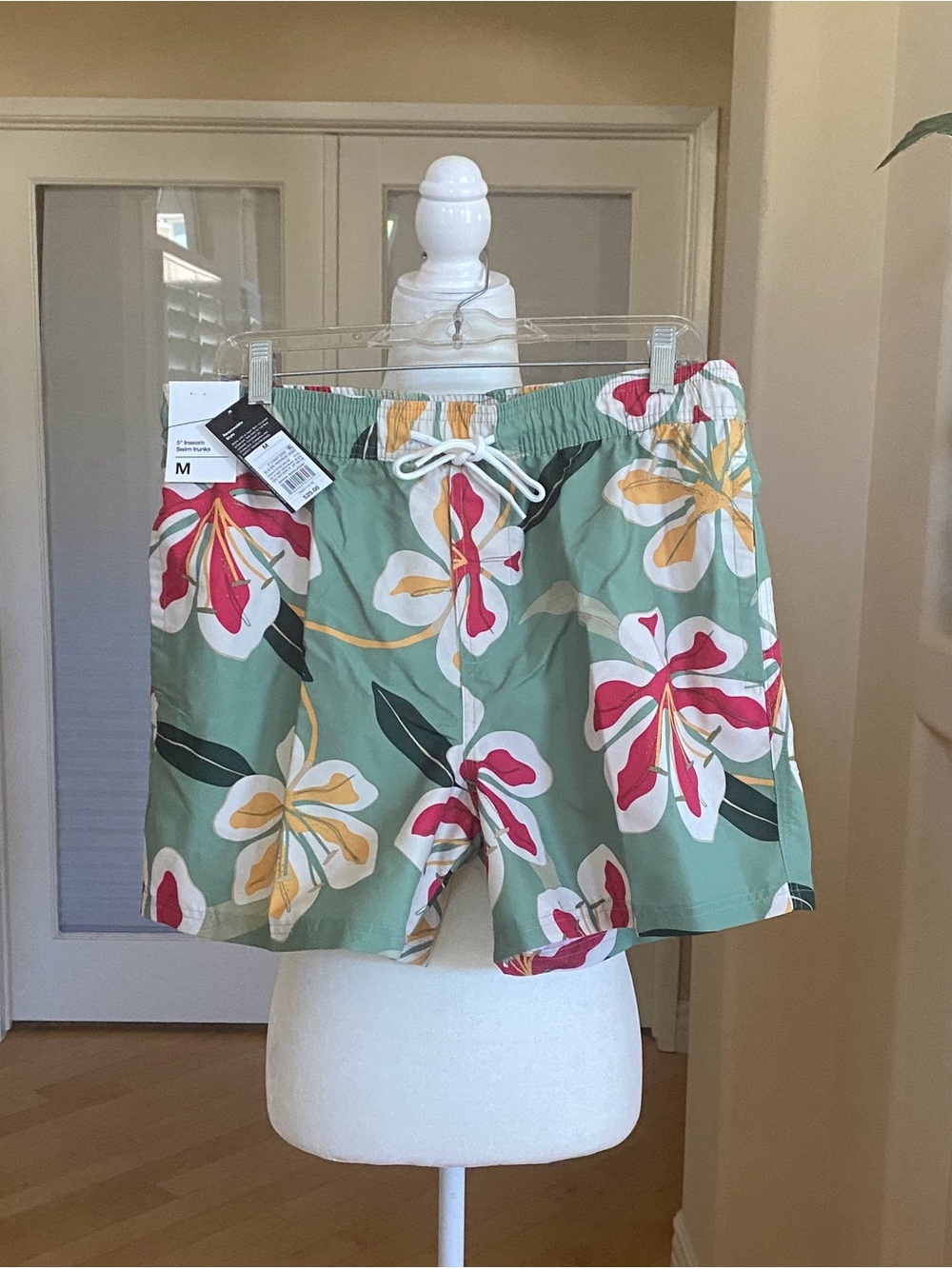 Original Use Green Floral Men's Swim Trunks UV Protection